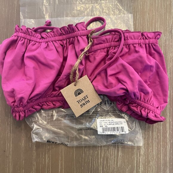 NWT Free People X‎ Toast Signature Ruffle Bandeau Top in PURPLE ORCHID Size XL - Picture 5 of 5